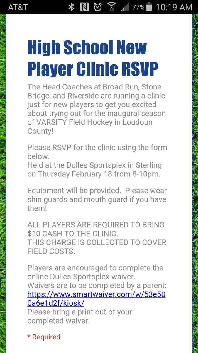 This clinic has been opened to players with experience too! Sign up here..  docs.google.com/forms/d/1LU2KY…