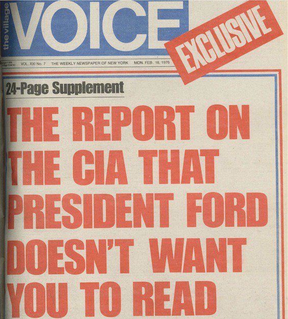 IntlSpyMuseum's tweet photo. Today in #SpyHistory: The #VillageVoice publishes the full text of the #classified #PikeCommittee Report, 1976. https://t.co/UD3zWdXVH1