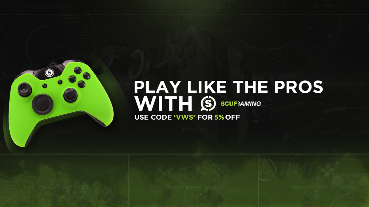 Pick up your <a href="/ScufGaming/">SCUF</a> controller today! Use discount code "VwS" for 5% off your purchase. bit.ly/1FbCrFe