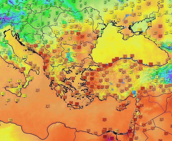 meteofrance's tweet photo. #Chaleur T°C record pr février au Sud-Est de l'Europe ajd: 24°C à Bucarest, 25 à Istanbul, 24 à Athènes, 27 à Tirana https://t.co/sg4zughYfw