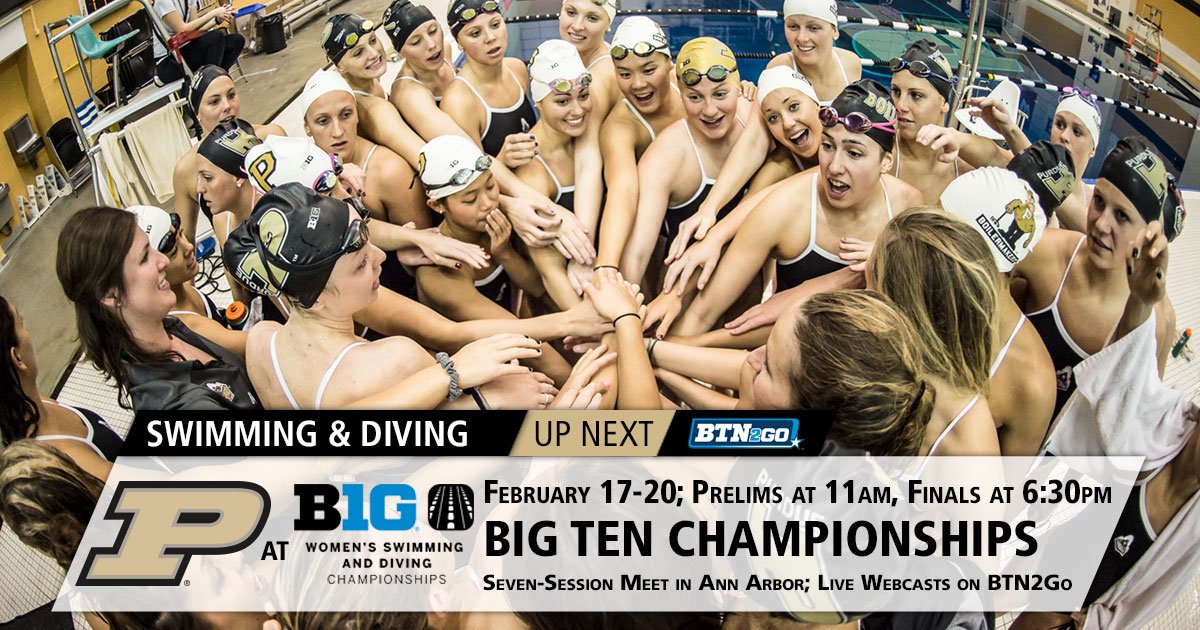 PurdueWSwim's tweet photo. #Boilermakers set for their 1st trip to Ann Arbor since 2009. Big Ten Championships begin Wednesday night. #BoilerUp https://t.co/sQjbfka7Qu