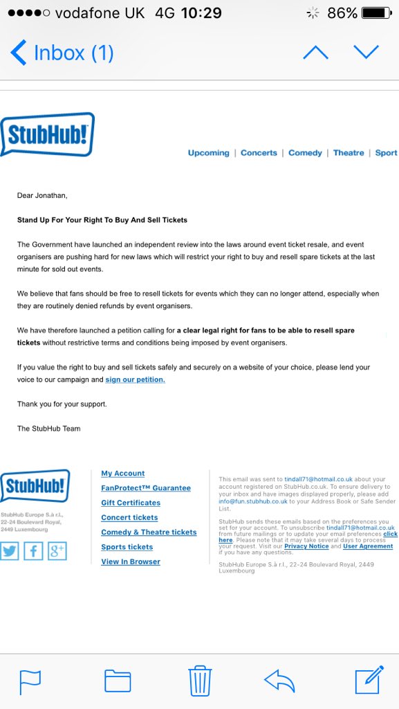 VibePayFriday's tweet photo. We think @StubHub's email asking fans to support touting is wrong! Here's our response. RT if you share our view ✌️ https://t.co/PBvcMOYyVI