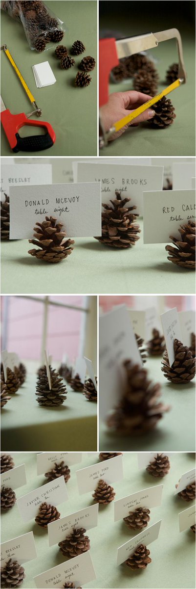 HollyDowling36's tweet photo. Loving these #DIY pinecone #seatingcards... Perfect for any #rustic or #outdoor #wedding! https://t.co/WaTlUT9p05 https://t.co/8CNNEiE5Ty