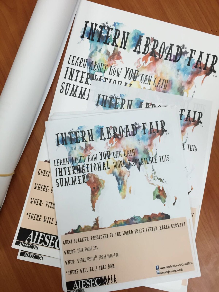 Have you seen our signs in the @CU_UMC? We hope to see you at our Intern Abroad Fair, Friday 10-4, UMC 245!