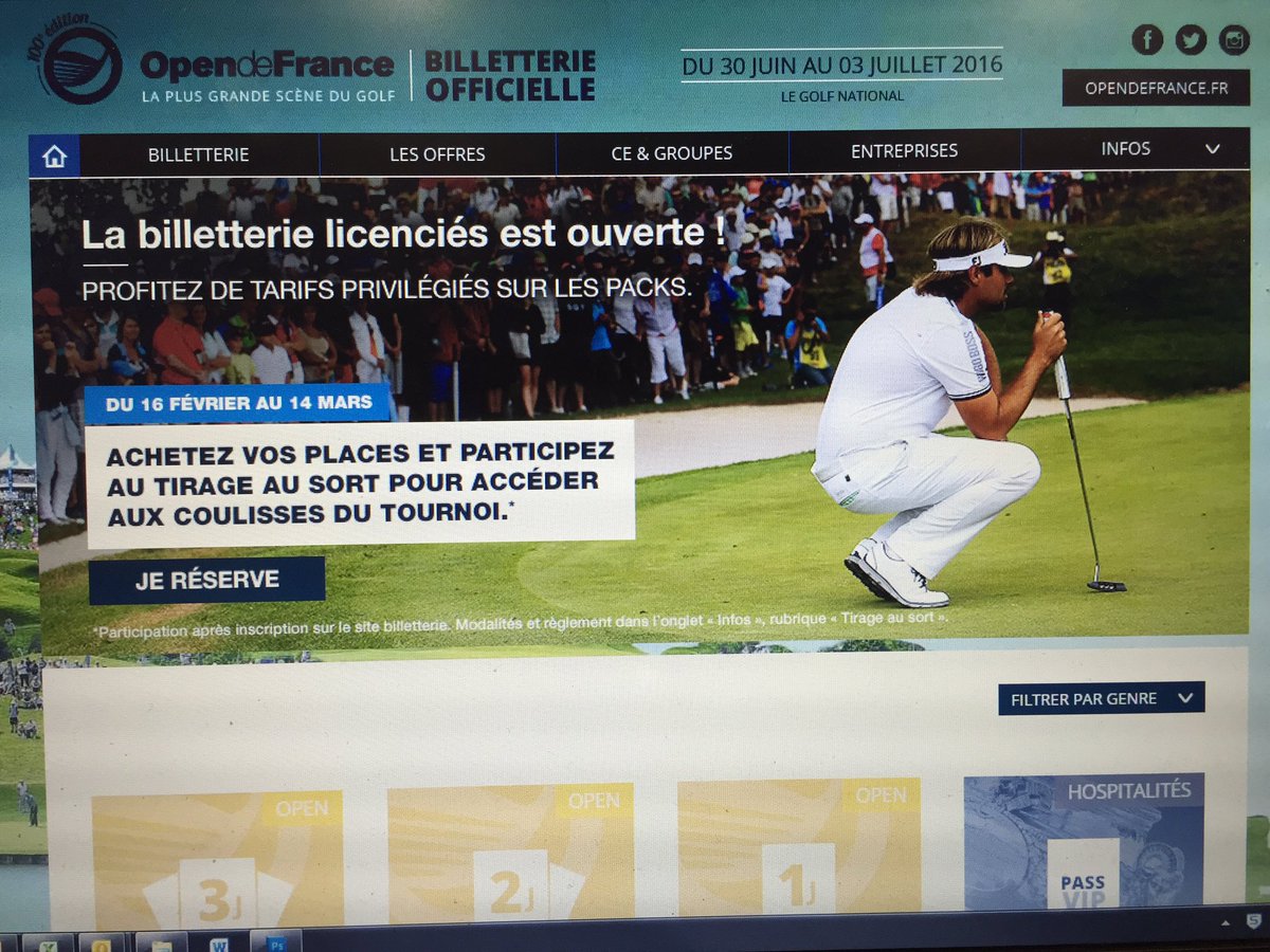 Billetterie de @OpenFranceGolf ouverte....#OpenFranceGolf