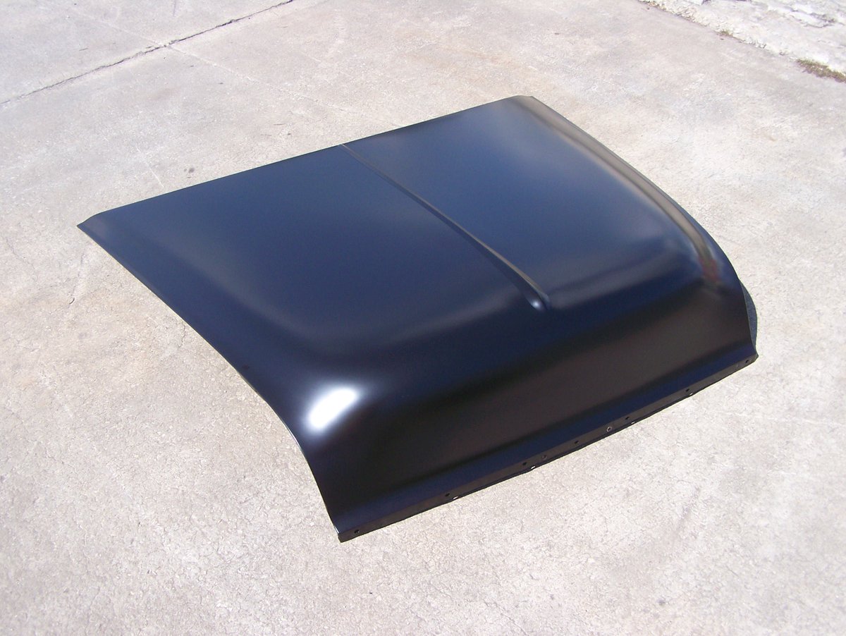 '55 Chevy smoothie hood for old-school look. bit.ly/1mFyAhW #realdealsteel #55chevy #customhood #tri5