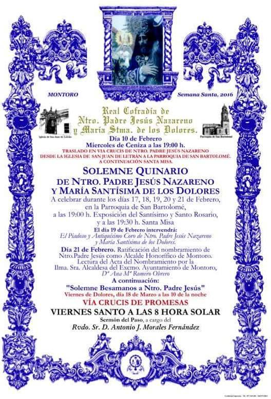 AHCMontoro's tweet photo. Esta semana la Cofradía de Ntro. Padre Jesús Nazareno celebra el Quinario en honor a Padre Jesús. https://t.co/tYDmoufp3g