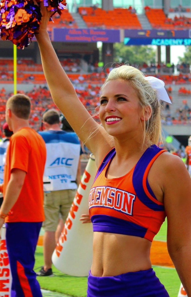 Clemson University cheerleader doing her thing. 