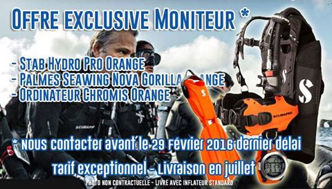 Une très belle offre Scubapro réservée aux Moniteur FFESSM, PADI, SSI...
wwwboulogneplongee.com