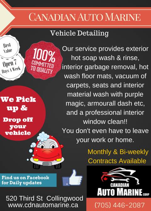 CdnAutoMarineCo's tweet photo. @BeyondBooksWBPL We are booking for cleans! Give us a call we do pick up and delivery! https://t.co/gq3keXG8wA