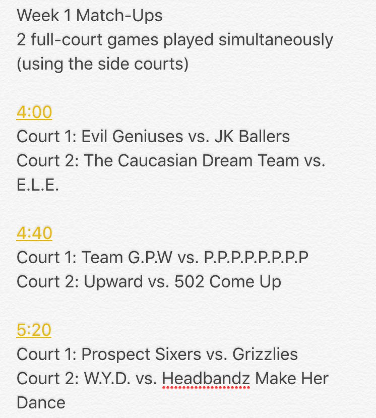 nohs_imbb's tweet photo. Week 1 Match-Ups https://t.co/SCC9RzAC5o