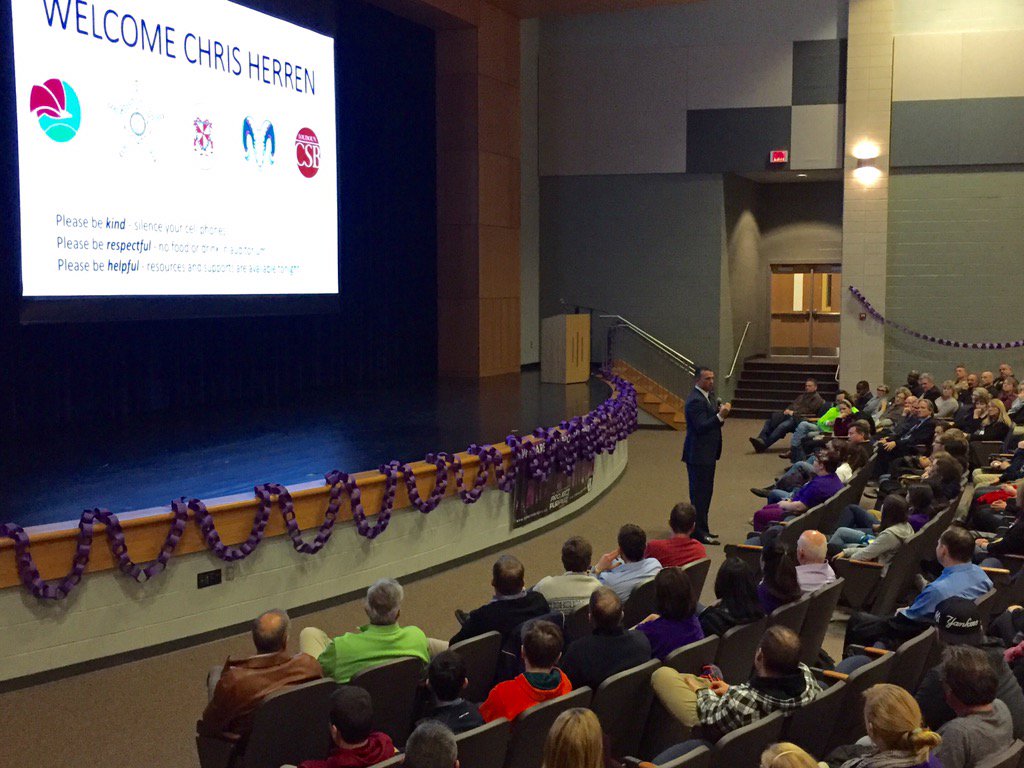 Chris Herren of <a href="/HerrenProject/">herrenproject</a> shares his story of abuse addiction &amp; recovery to audience of over 600 <a href="/RiversideLCPS/">Riverside HS</a>