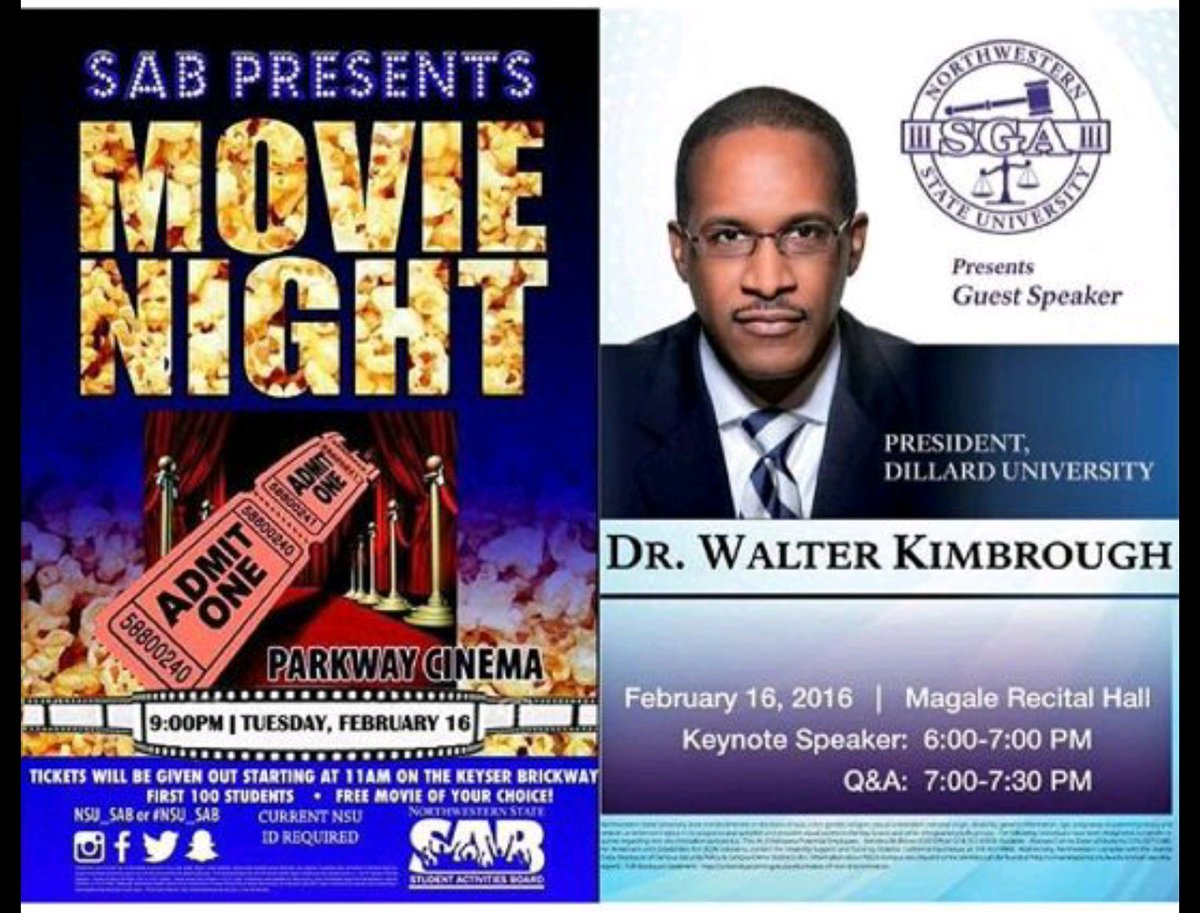 BrionneyJanee's tweet photo. If you missed SAB this morning come be with SGA tonight. The 1st 50 students there can still get free movie tickets. https://t.co/JVJtzdvxPX
