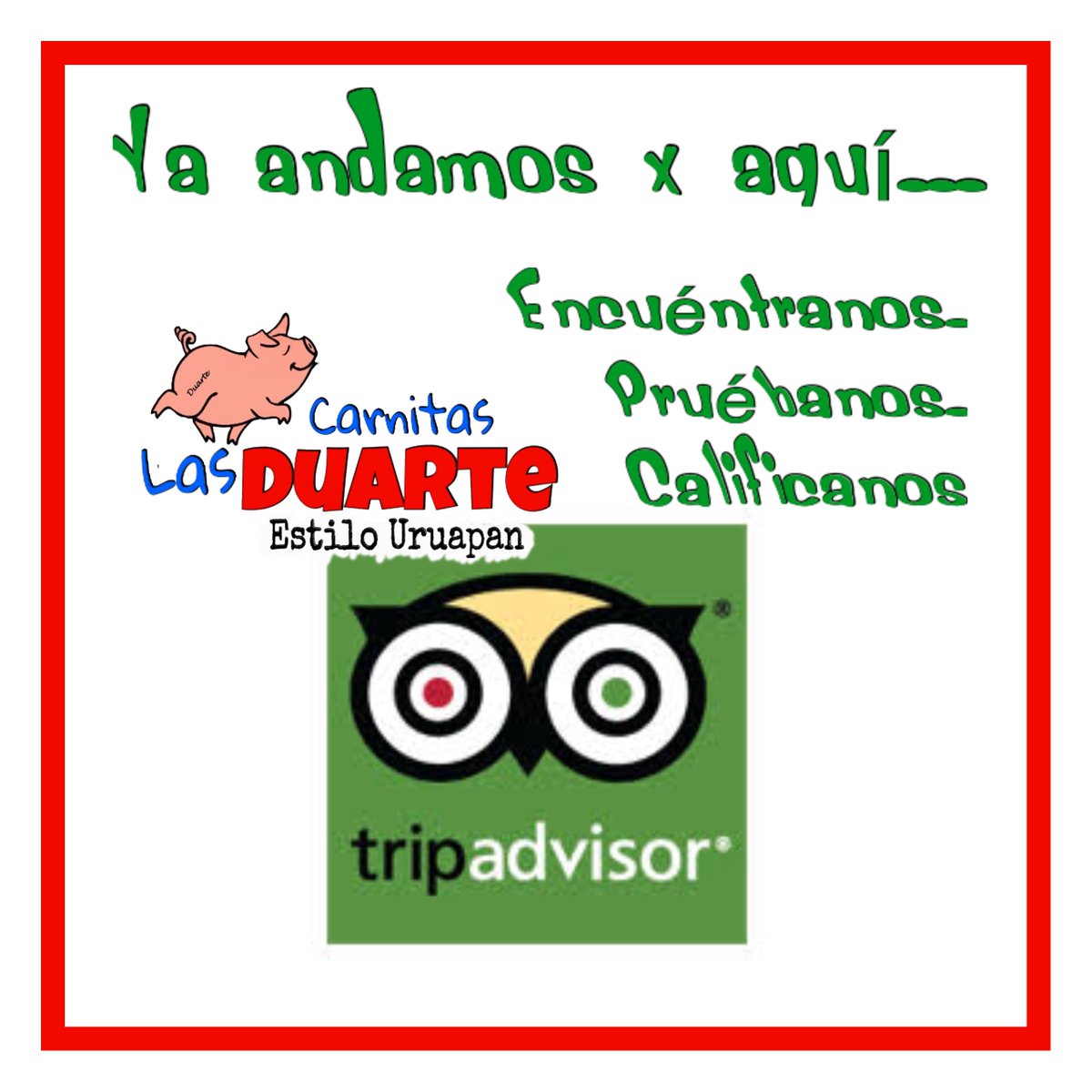 CarnitasDuarte's tweet photo. Buscanos https://t.co/QYubomP8Ga
