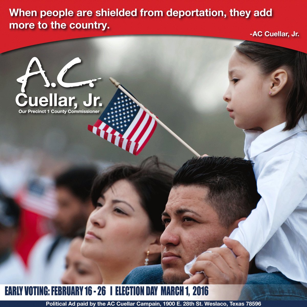 amymueller85's tweet photo. Help make a difference in your community and vote for AC Cuellar Jr.!!! 
#TeamAC #AC2016 https://t.co/ViZxIRLdgG