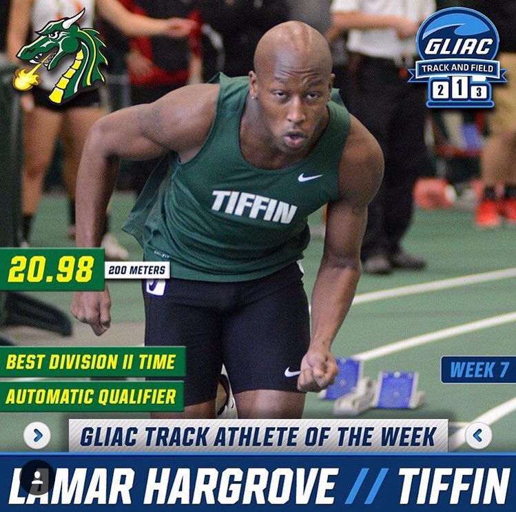 gotiffindragons's tweet photo. Congratulations to Lamar Hargrove on being named the GLIAC Track Athlete of the Week! #DragonFast https://t.co/i74s7n27xP