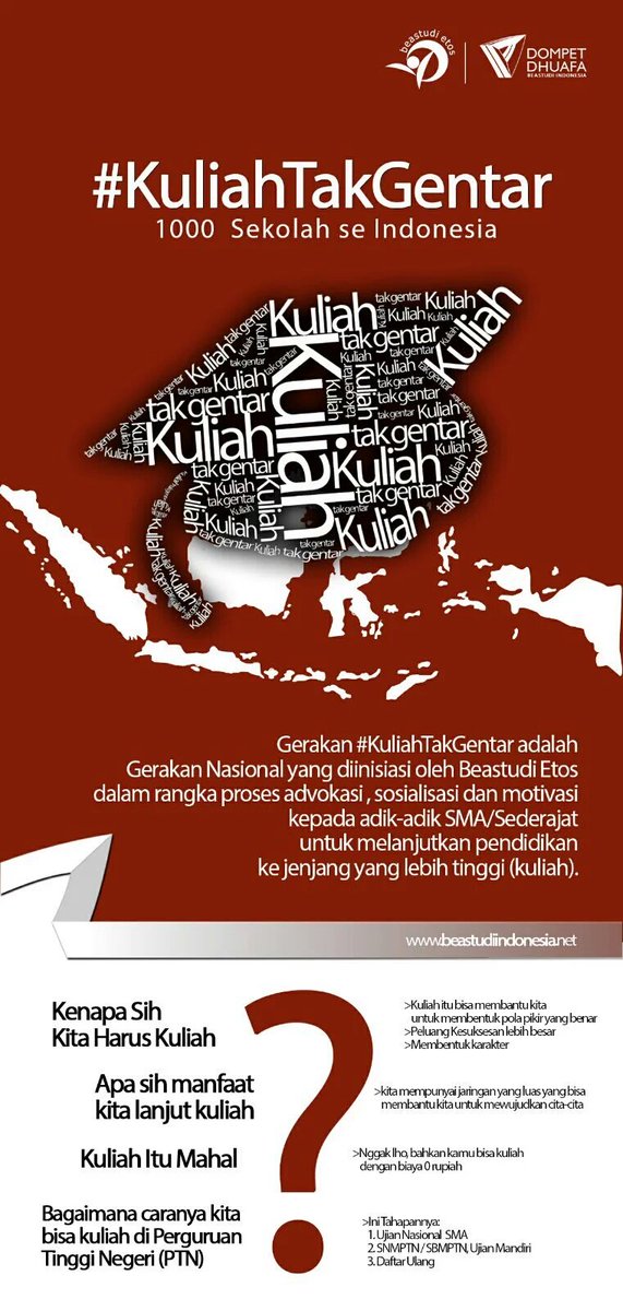 beastudi's tweet photo. Jgn lupa daftar SNMPTN, Gratis kok. Ngga perlu bayar, kalau lulus daftar Beastudi Etos ya.. #KuliahTakGentar https://t.co/gJpqCDXCOe