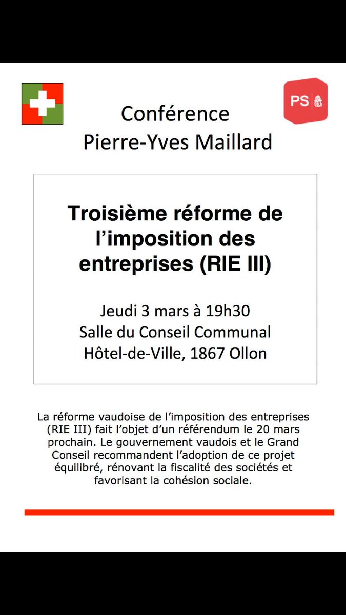 PSOllon's tweet photo. Conférence avec Pierre-Yves Maillard  #votations20mars @PSSuisse @ps_vd https://t.co/eaEjQ85DJP