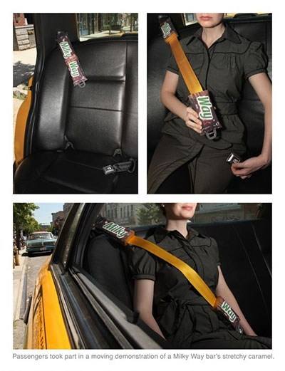 Connectedcabs's tweet photo. Milky Way Seat belt #taxicampaign #advertisement https://t.co/pgzQQsGHDr