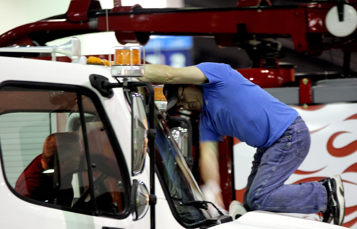CoryEditor's tweet image. #WWETTShow set up continues at the Indiana Convention Center. Education Day coming up tomorrow! #vacuumtrucks #Indy