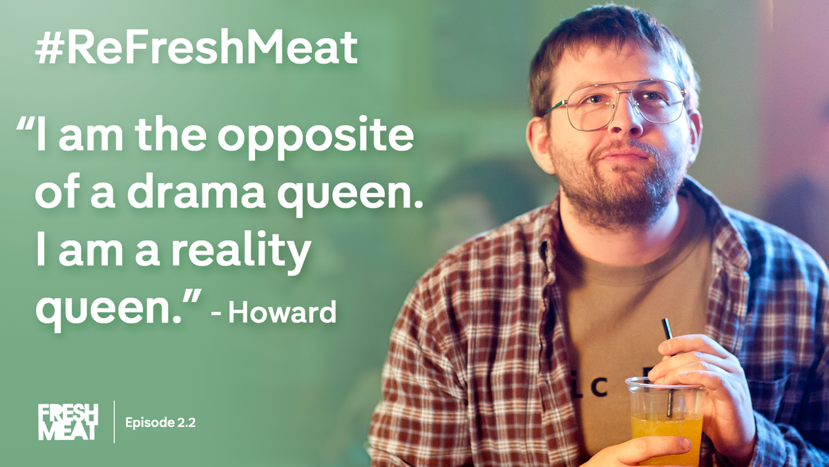 Channel4's tweet photo. Fresh Meat is back on Monday. If you've forgotten what it's like, here's a small #ReFreshMeat... https://t.co/FpdegzoLdN