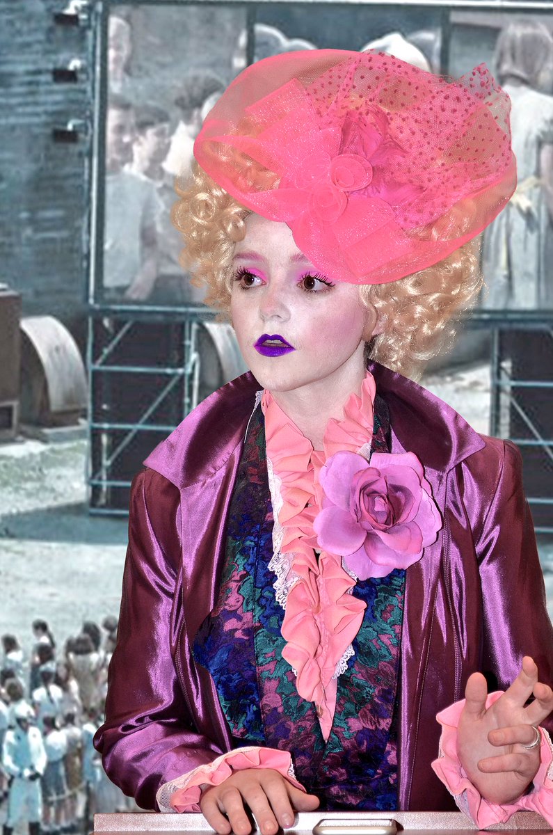 NormanYearbook's tweet photo. Effie Trinket looking fierce as always during the district reapings today, @TIGERPALOOZA! https://t.co/HxLyKizTCT