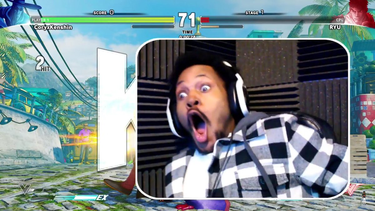 sappysorbet's tweet photo. My reaction to @CoryxKenshin playing Street Fighter😂 https://t.co/mJ1rNEU00I