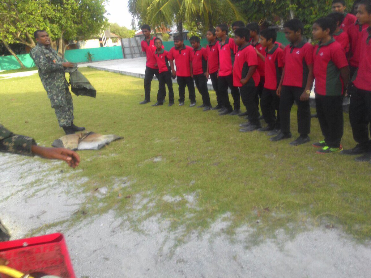 MoEdumv's tweet photo. Fire and safety briefing at Hoadehdhoo school. @aishathshiham https://t.co/tN9g8g2CNZ