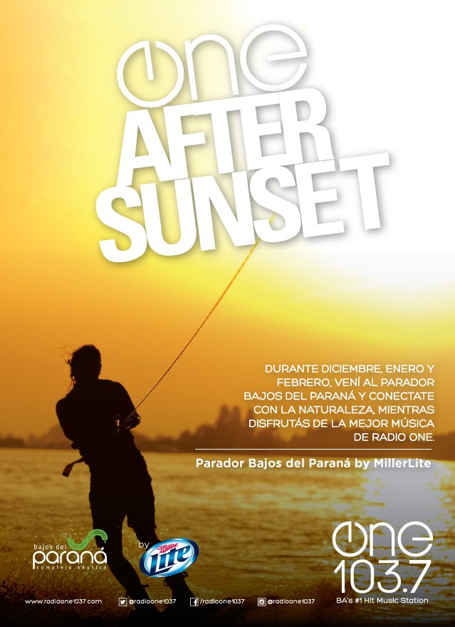 RadioOne1037's tweet photo. Summer 2016 #OneAfterSunset By @MillerLiteAR en @BajosdelParana Parador Exclusivo One 103.7 ¡Visitalo! https://t.co/bO7AW0Ky9x
