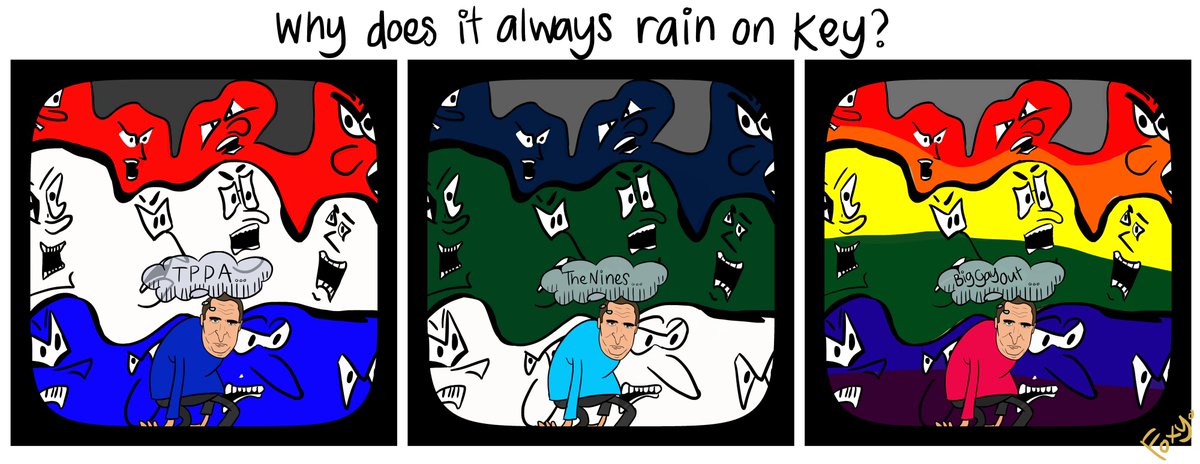 FoxyLustyGrover's tweet photo. "WHY DOES IT ALWAYS RAIN ON KEY?"
#Foxtoon
#FoxyCartoons John Key *booed* at TPPA, The Nines &amp; The Big Gay Out... https://t.co/tOjRm6Qa3f