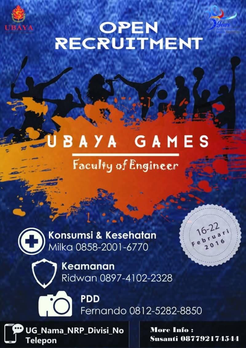 DPM_FT_Ubaya's tweet photo. OPEN RECRUITMENT " UBAYA GAMES FACULTY OF ENGINEER " #ubaya #ubayagames #Oprec https://t.co/QzjAw3Xv7Y