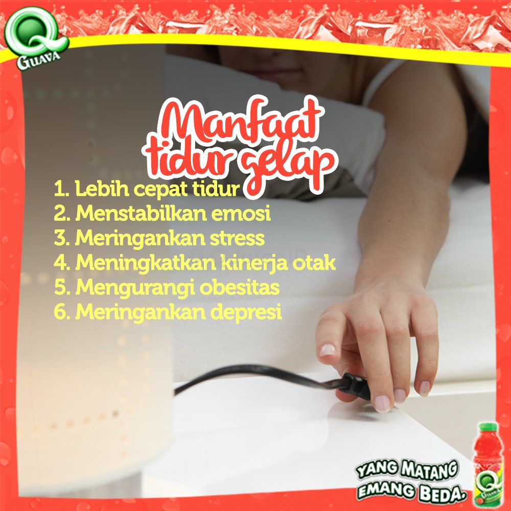 QJuiceID's tweet photo. Q bee, kamu kalau tidur hrs gelap/malah ga bisa ada cahaya? Buat yang suka gelap, ini manfaat yang bisa kamu rasain https://t.co/4S93xVfWFI