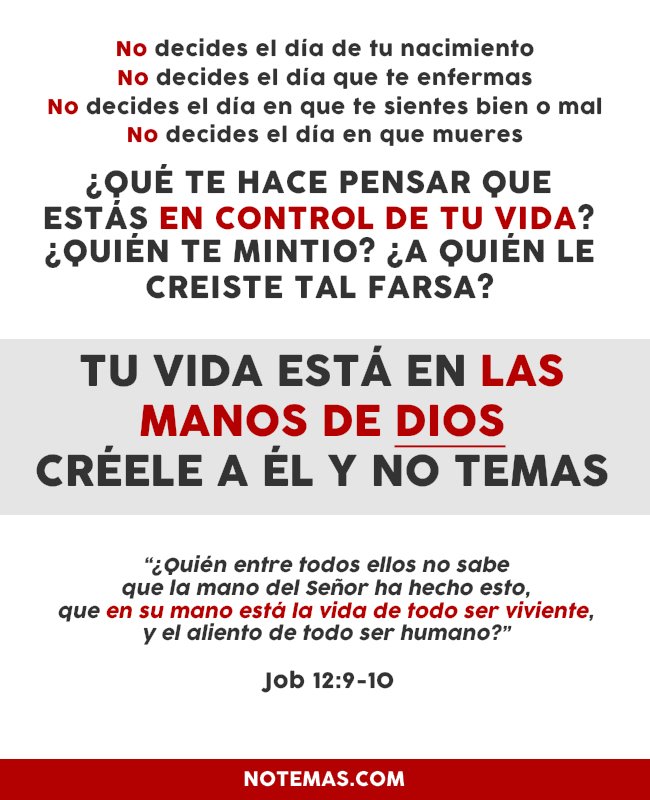 notemas's tweet photo. Tu vida está en las manos de Dios, no temas #cristianos #evangelicos #biblia #cristo https://t.co/hpUZnuc8ga