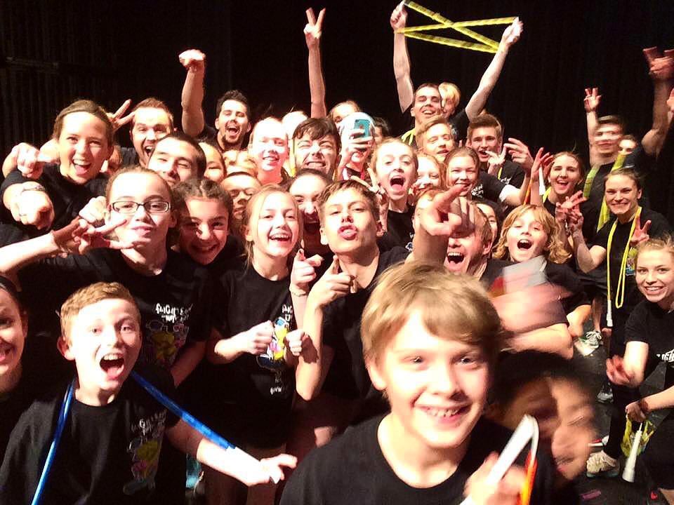 FlightcrewJrope's tweet photo. This selfie was taken on stage DURING our showcase on Sunday!  Stay tuned for videos of our camp performances 😏😏😏 https://t.co/KyNGi7rs87