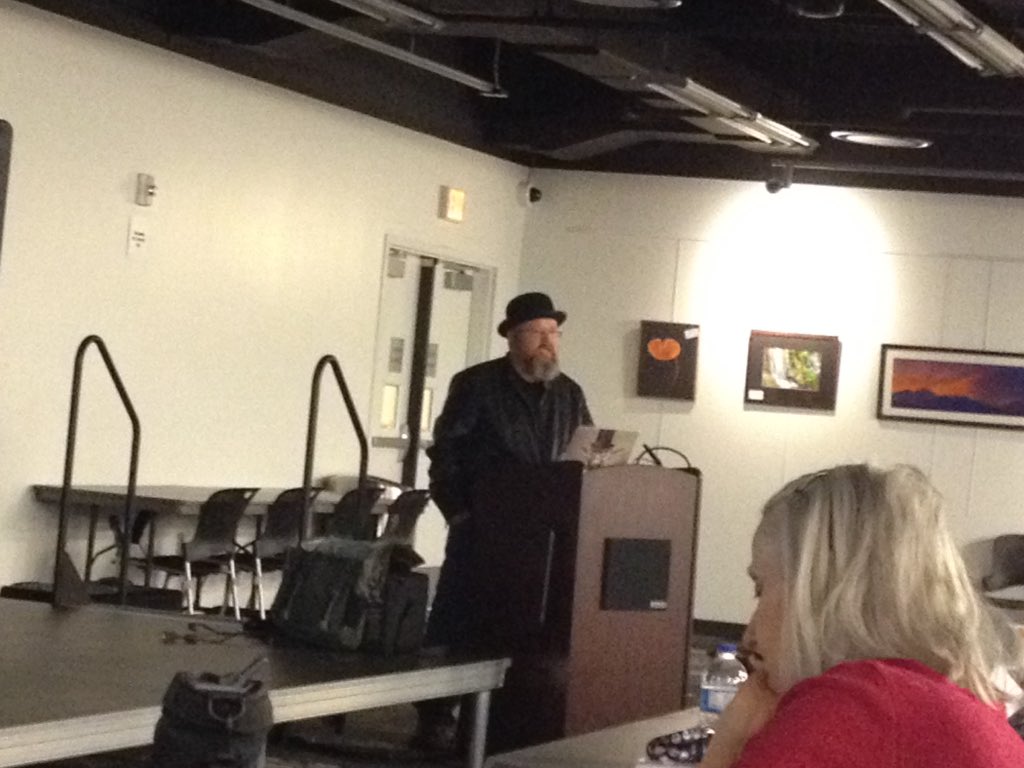 atfmb's tweet image. It&apos;s @KevinHearne doling out all his super secret writer tips!!! @PikesPeakWrite #WriteBrain