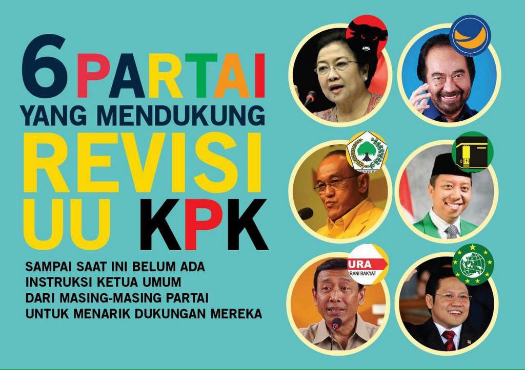 RommyRoosyana's tweet photo. Ada 43 orang politisi dari enam partai yang mendukung Revisi UU @KPK_RI, jangan pilih mereka dalam pemilu mendatang! https://t.co/Kx8TkVnYyn
