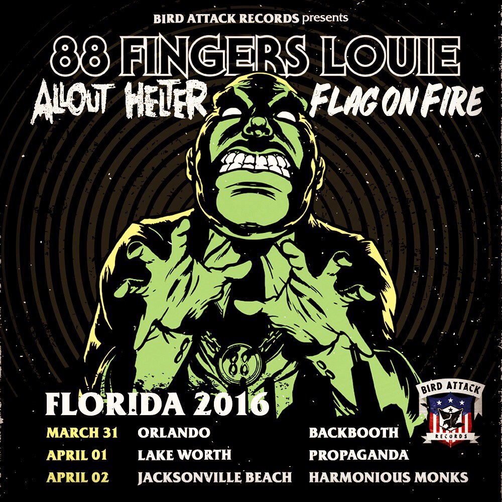 BirdAttackRec's tweet photo. #88FingersLouie FL tour with #AlloutHelter and #FlagOnFire - tix available on https://t.co/7yPbRkz2H2 https://t.co/2wSqCdYkIA
