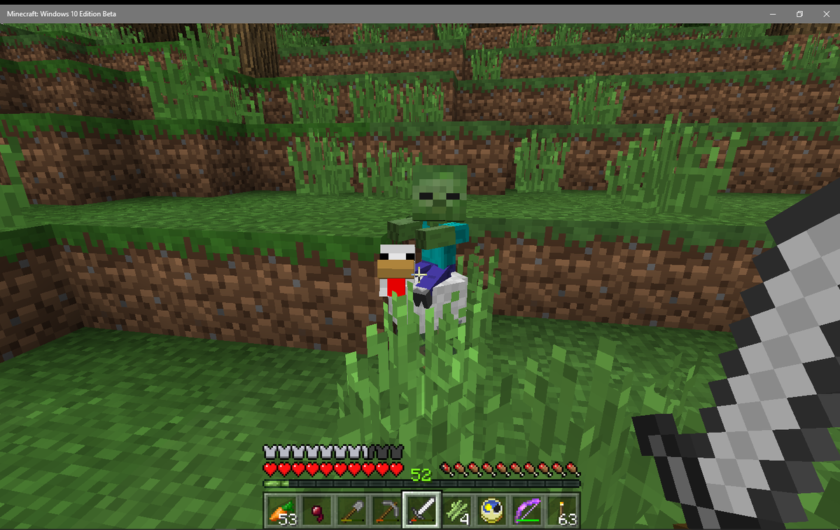CPU_M_Rossi's tweet photo. baby zombie on a chicken! #minecraft #windows10beta @HelenAngel @rockenroll4life https://t.co/WQKI6gfE1f