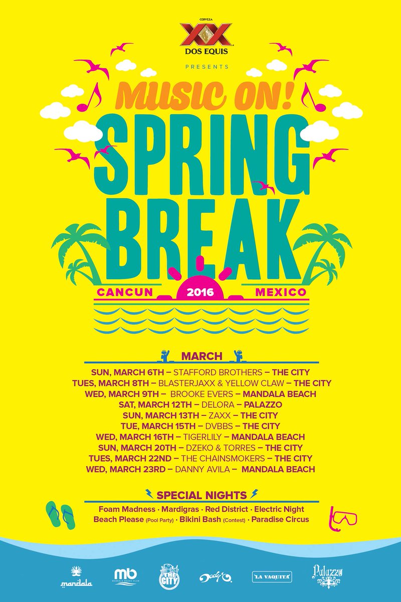 TheCityCancun's tweet photo. Spring Break it's coming!
@dosequismx presents [MUSIC ON]
Save the Dates! #Cancun2016 https://t.co/FO3P9GZ9ft