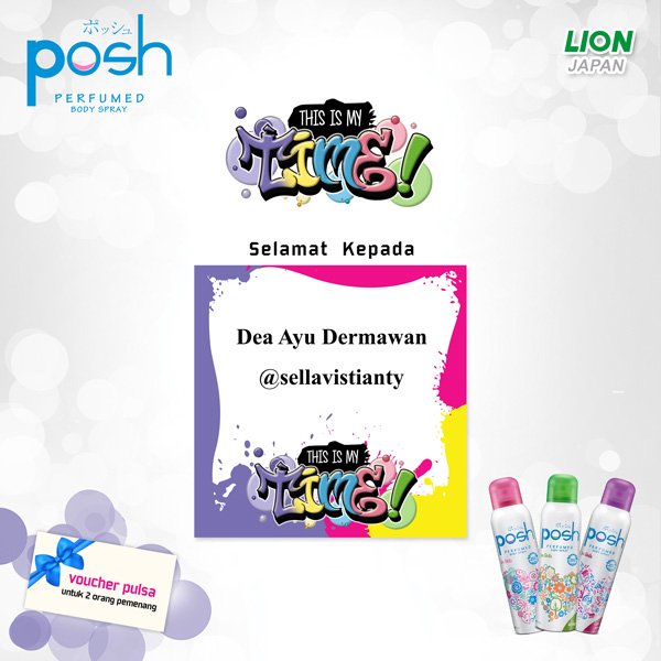 POSH_Indonesia's tweet photo. Selamat @sellavistianty, kamu berhak mendapatkan voucher pulsa #ThisIsMyTime. Mohon kirim data diri via DM ya! https://t.co/IJmHQyEc4E
