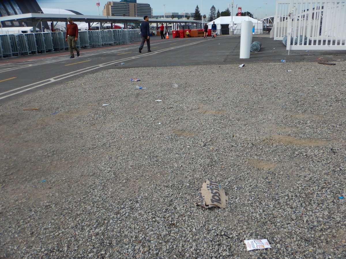 Sloughkeepers's tweet photo. Four days after SB50, Levi's Stadium is still surrounded by trash @LevisLitterbugs https://t.co/zSrBeOSmv7