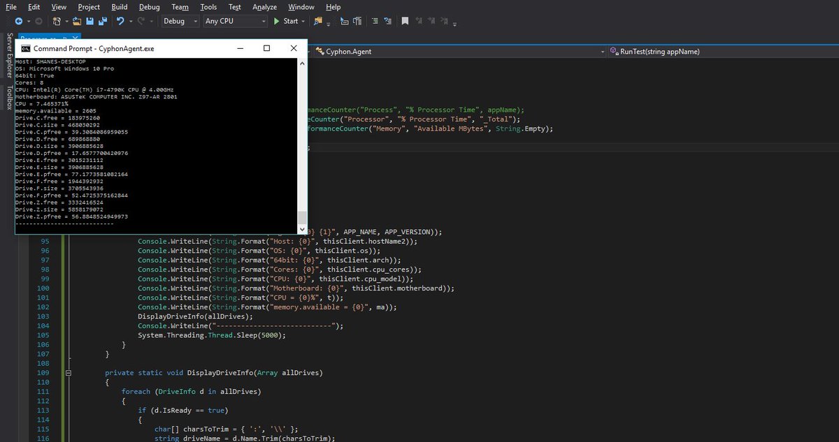 ShaneRainville's tweet photo. Refactoring is in order. Project #Cyphon's Windows agent is coming along. #csharp #programming #sysadmin https://t.co/H6f6e3l8rS