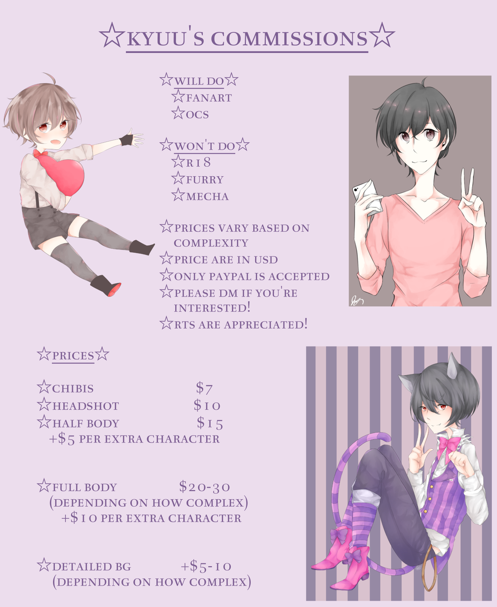 kyuu_shii's tweet photo. so I'm opening comms for the first time;; I'm really busy this month so I'll only take a few slots! rts appreciated! https://t.co/tS7tDjICEB