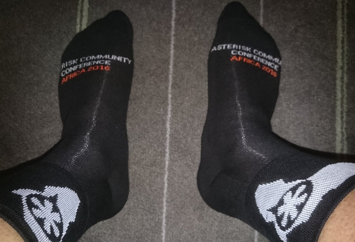 Wearing my <a href="/asterisk_africa/">Asterisk Africa</a> socks ready for my keynote address this morning :-) <a href="/digium/">Digium, a Sangoma Company</a>