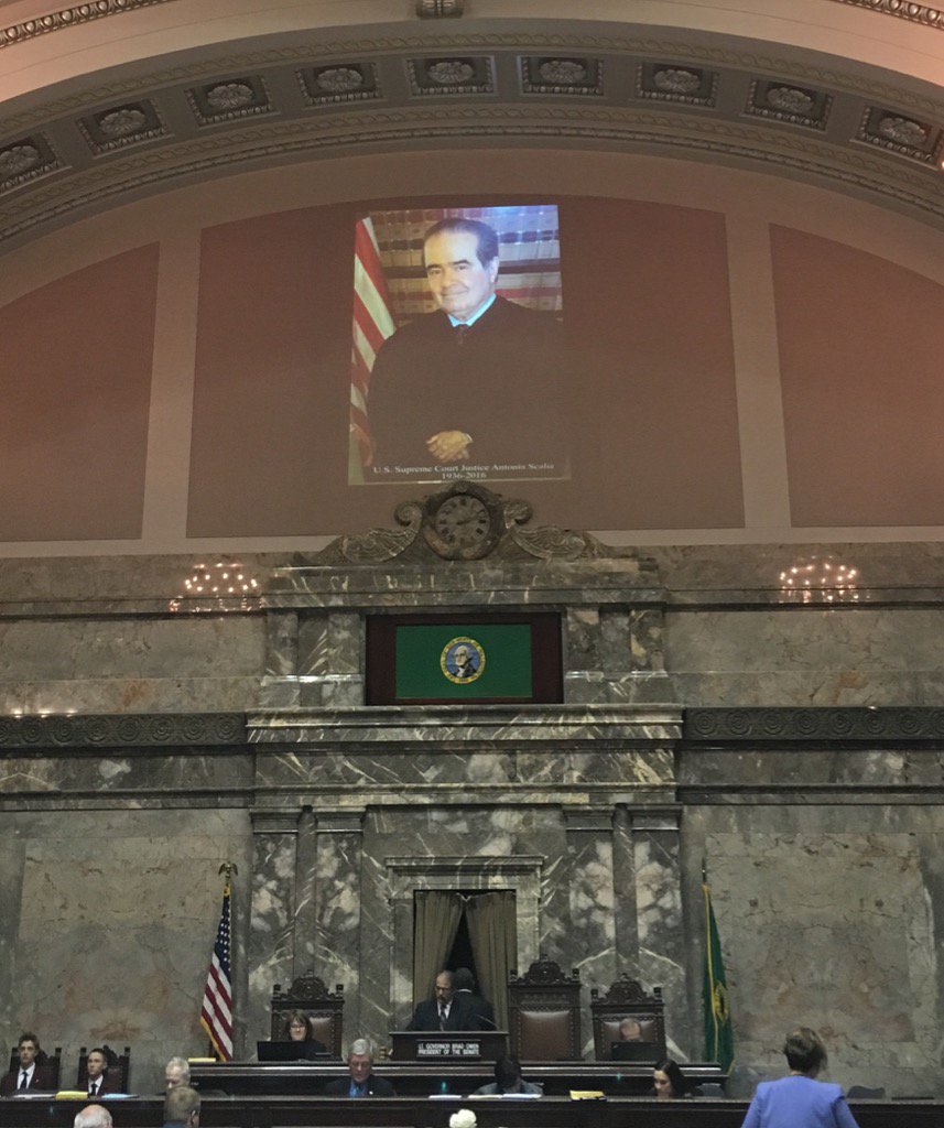 SenSteveO's tweet photo. We honored Justice Scalia on the floor of the WA Senate  today.  An unparalleled jurist of our generation. https://t.co/SbmFmehRYh
