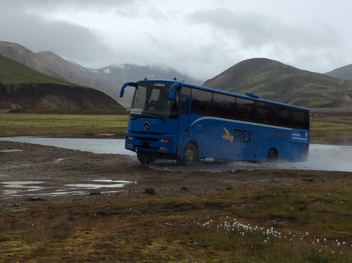 Our #trex bus travelling into #Landmannalaugar Make a big splash on your stay in #Iceland