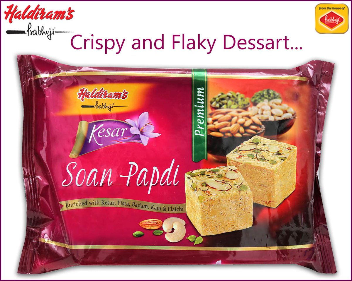 Haldiram's Prabhuji Kesar Soan Papdi.#HaldiramPrabhuji #Sweets #Food Buy #onlineshopping haldiramprabhuji.in/kesar-soan-pap…