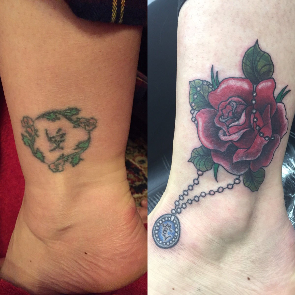 catheirne80's tweet photo. Loving my new #Tattoo. Such a good cover up #Tattoo #Rose #CoverUp #ChicksWithTatts https://t.co/MsAu0dBNUD