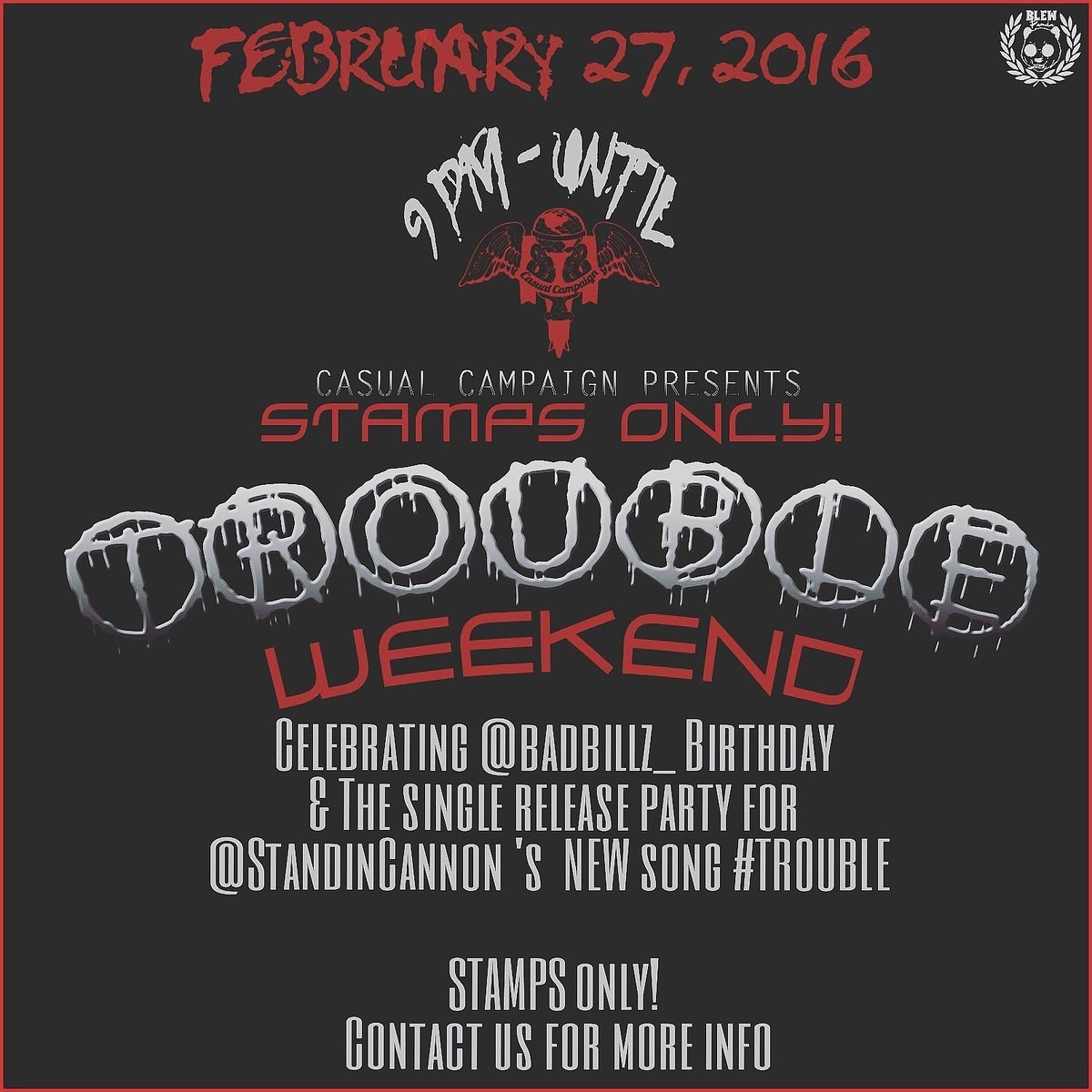 phillyfraux's tweet photo. 😈#TROUBLEWEEKEND 😈
🎉Celebrating @BADbillz2 Bday 🎉
& The Single Release Party for @standin_cannon NEW song #TROUBLE https://t.co/rkZFUW9sQ3