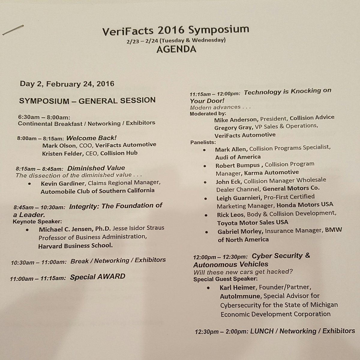 Collisionhub's tweet photo. Just the morning session here at the #Verifacts Symposium.
#collisionrepair #autobody https://t.co/X7wfJQ2dbZ